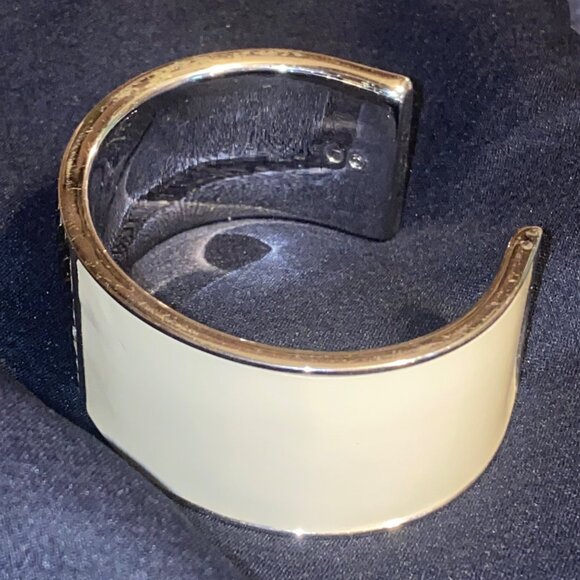 Wide Swarovski Beauty Silver Cream Crystal Bling Cuff Bracelet  Adjustable - Picture 5 of 15